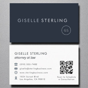 Rechtsanwalt QR Code Navy Blue Luxury Visitenkarte