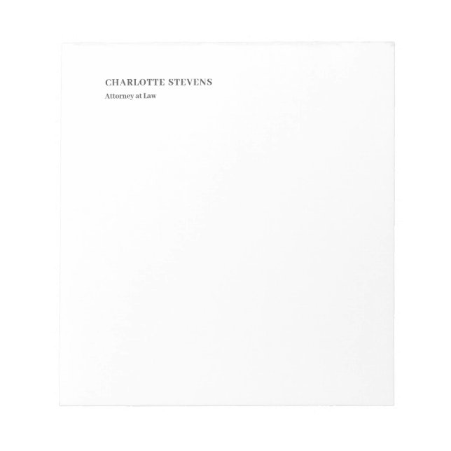 Rechtsanwalt Trendy Minimalistisch Elegant Einfach Notizblock (Vorderseite)