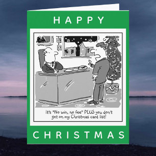 Rechtsanwalt und Mandant Cartoon Frohe Weihnachten Karte
