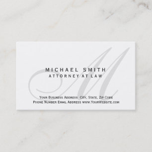 Rechtsanwalt White Grey Monogram Business Card Visitenkarte