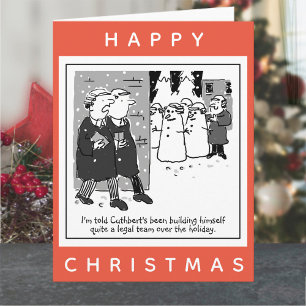 Rechtsanwälte und Schneemann - Cartoon Weihnachten Karte