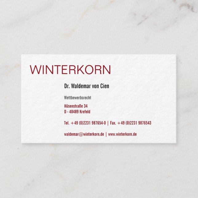 Rechtsanwälte Visitententenkarte Visitenkarte (Vorderseite)