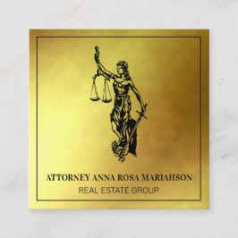 *~* Rechtsanwältin AP15 Justizskala Gold Foil Quadratische Visitenkarte