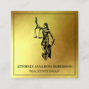 *~* Rechtsanwältin AP15 Justizskala Gold Foil Quadratische Visitenkarte