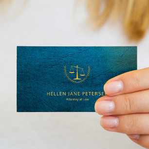 Rechtsanwältin eleganter goldblauer Lederlook Visitenkarte
