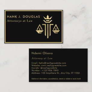 Rechtsanwältin Gold Scale Black Lawyer Business Visitenkarte