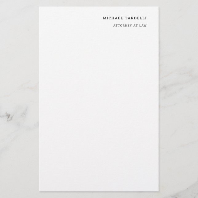 Rechtsanwältin Minimalistische klassische Schlicht Briefpapier (Vorderseite)