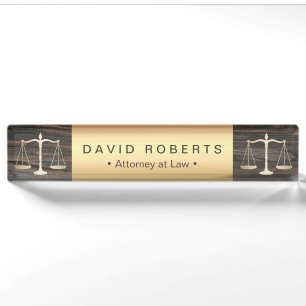 Rechtsanwältin Modern Gold & Wood Lawyer Namensplakette