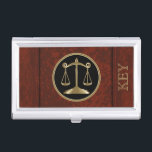 Rechtsanwältin | Umfang der Justiz | Personalisier Visitenkarten Dose<br><div class="desc">Beruflicher Inhaber der Visitenkarte. In einem Imitat Leder-Look mit der Waage des Gerechtigkeitssymbols bereit für Sie personalisieren. ✔ HINWEIS: ÄNDERN SIE NUR DIE VORLAGEBEREICHE, DIE SIE BENÖTIGEN! 😀 Sie können den Text bei Bedarf entfernen und neu hinzufügen, was immer Sie möchten und welchen Schriftart Sie möchten. 📌 Wenn Sie weitere...</div>