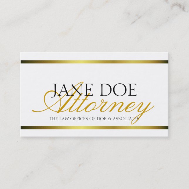 Rechtsanwalts-Goldmetallisches Skript Visitenkarte (Vorderseite)