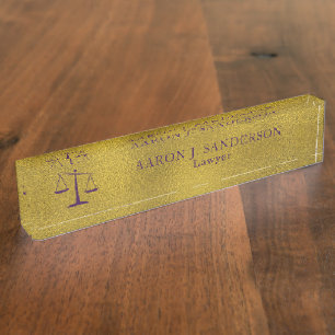 Rechtsanwaltsbüro elegante Imitate Goldfolie lila Namensplakette