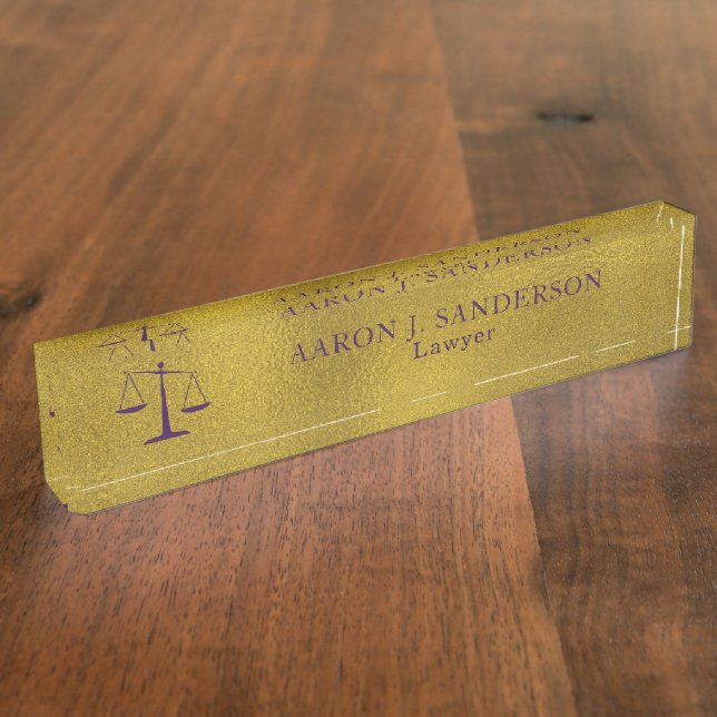 Rechtsanwaltsbüro elegante Imitate Goldfolie lila Namensplakette (Seite)