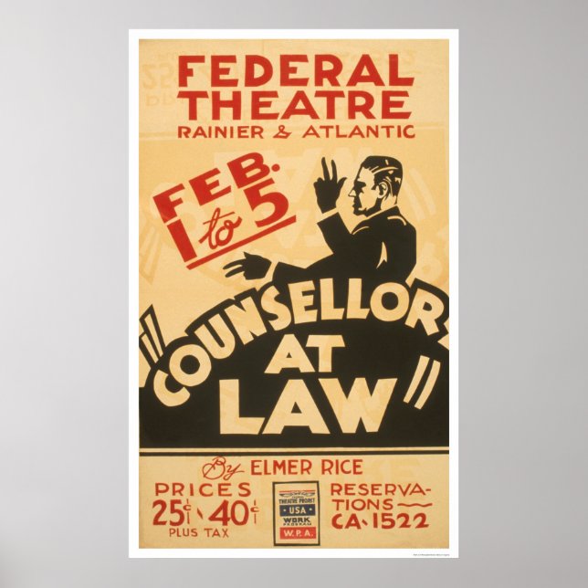 Rechtsanwaltsdrama 1938 WPA Poster (Vorne)