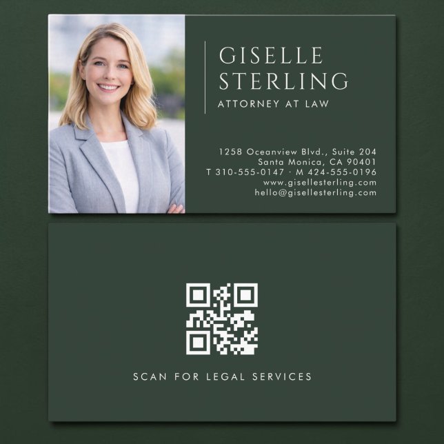 Rechtsanwaltsfoto-QR-Code Grün Visitenkarte (Von Creator hochgeladen)