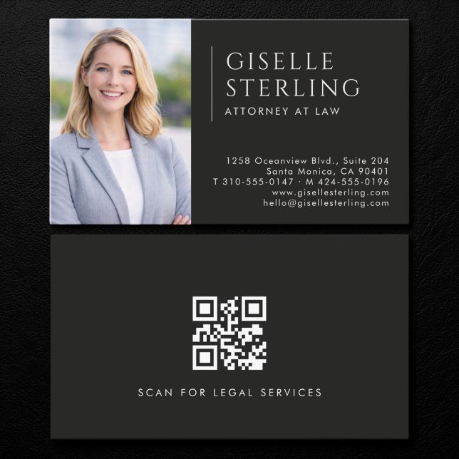 Rechtsanwaltsfoto-QR-Code Schwarz Visitenkarte (Von Creator hochgeladen)