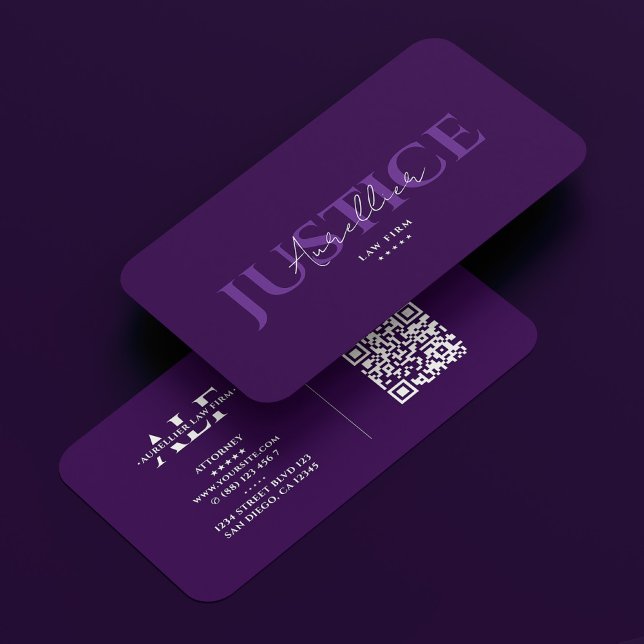 Rechtsanwaltskanzlei Elegante Lila Moderne Visitenkarte (Attorney Law Firm Justice Elegant Purple Modern Business Card
)