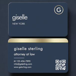 Rechtsanwaltskanzlei Navy Blau Gold QR-Code Visitenkarte
