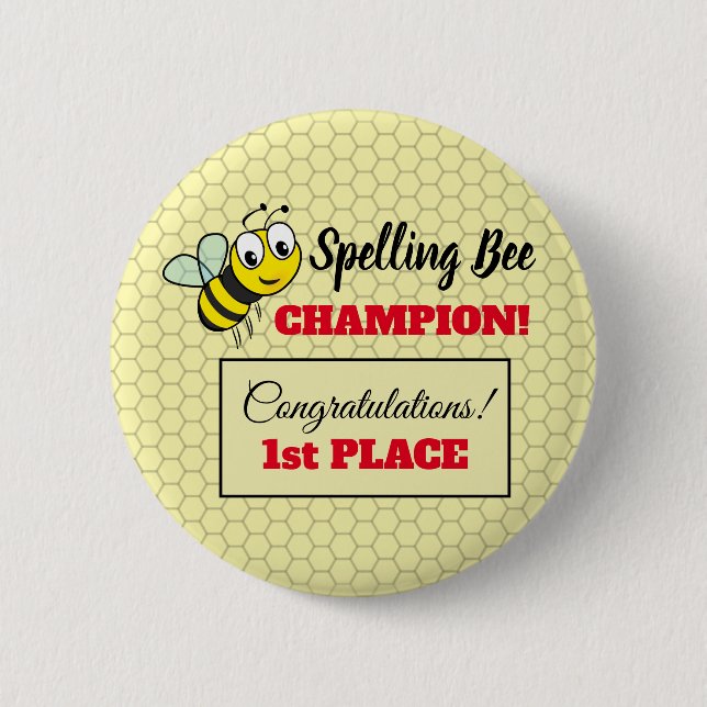 Rechtschreibwettbewerb Bee Award Champion School Button (Vorderseite)