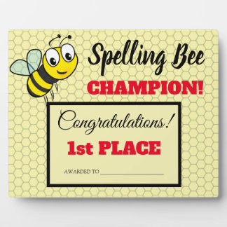 Rechtschreibwettbewerb Bee Award Champion School Fotoplatte