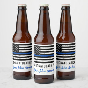Rechtsdurchsetzung der Polizei in der "Blue Line" Bierflaschenetikett