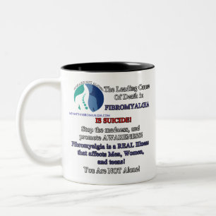 Rechtshändige Kaffee-Tasse - Fibromyalgia u. Zweifarbige Tasse