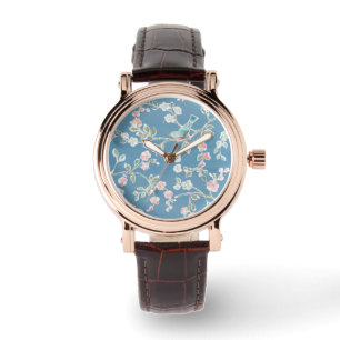 Rechtzeiterinnerung - Vögel und Blume Armbanduhr