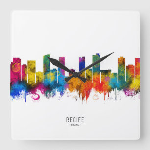 Recife Brasilien Skyline Quadratische Wanduhr