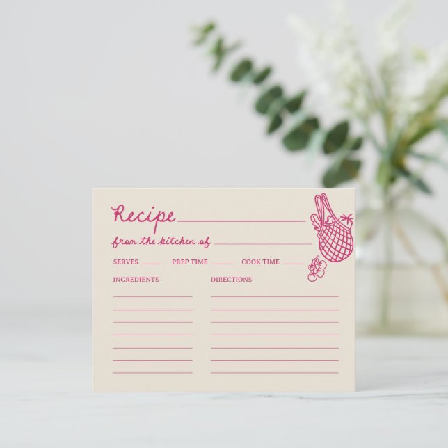 Recipe aus dem Markt für handgezogenes Brautparty Begleitkarte (Stehend Vorderseite)