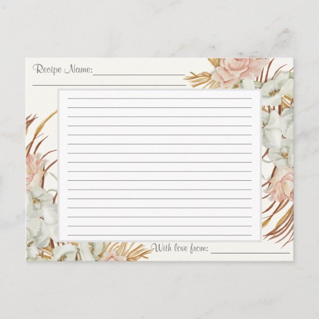 Recipe Boho Floral Mute Tropical Palm Grüne Postkarte (Vorderseite)