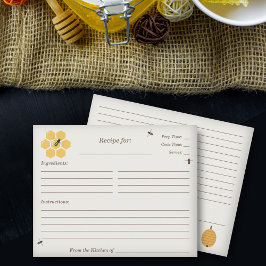 Recipe Card für Bienen und Honeycomb Brautparty