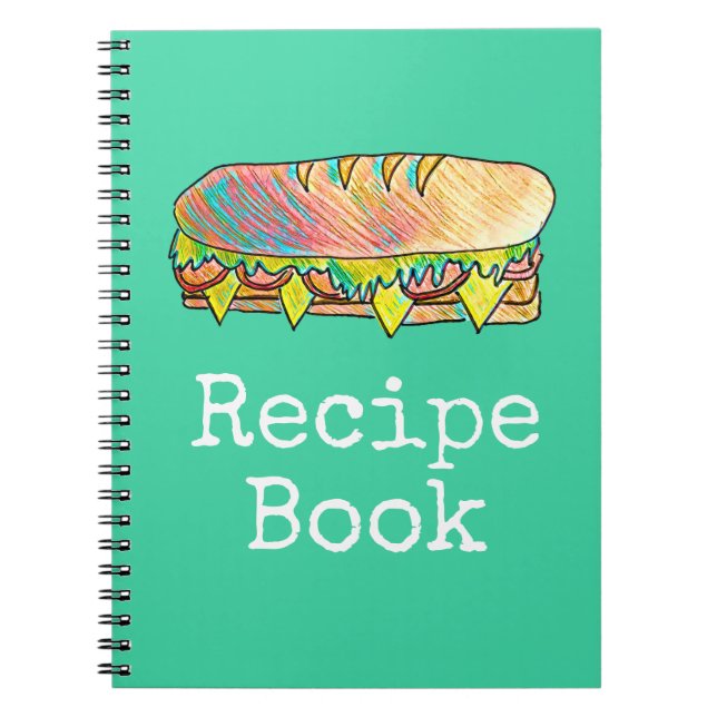 Recipe food sub sandwich food art notizblock (Vorderseite)