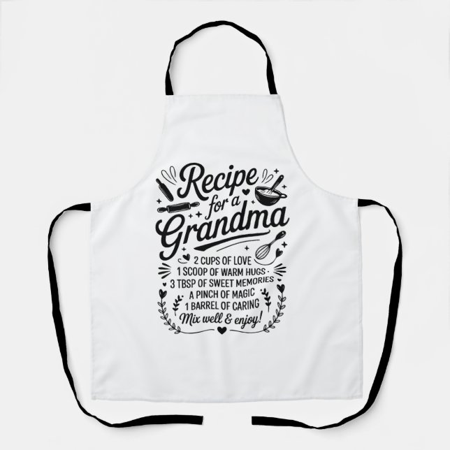 Recipe for Grandma Kitchen Love, Hugs & Sweet Memo Schürze (Vorderseite)