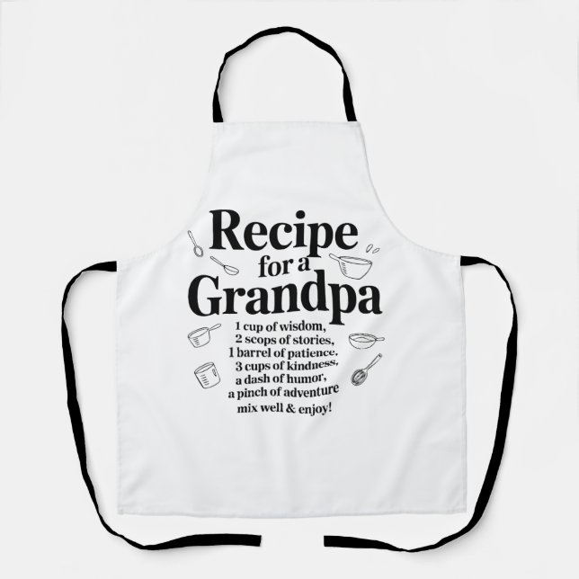 Recipe for Grandpa Kitchen Wisdom, Kindness Humor Schürze (Vorderseite)