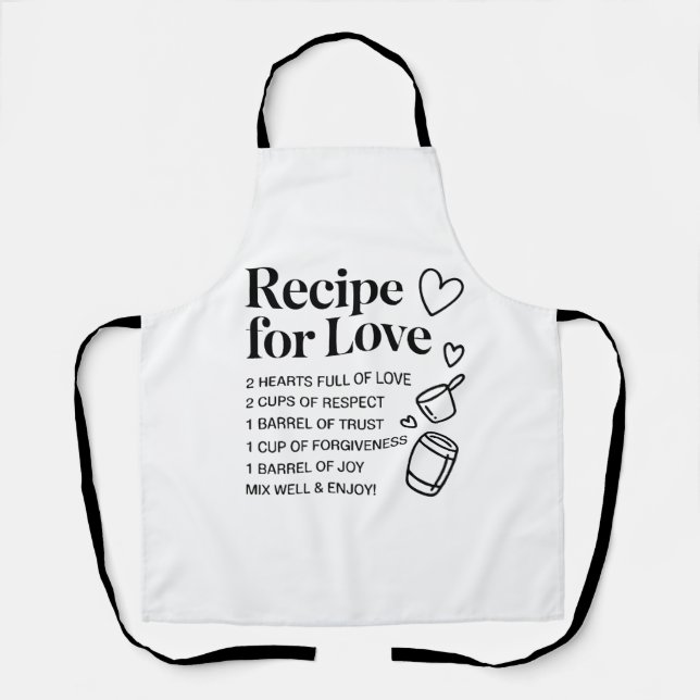 Recipe for Love Kitchen Romantic Quote Cooking Apr Schürze (Vorderseite)