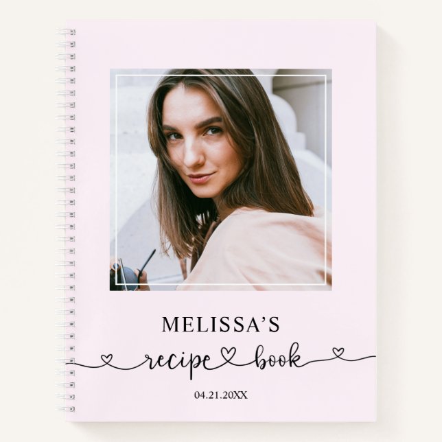 Recipe Niedlich Heart Calligraphy Foto Notebook Notizbuch (Vorderseite)