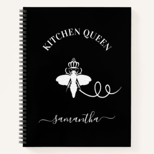 Recipe Queen bee Küchenchef Name Schwarz-weiß Notizbuch