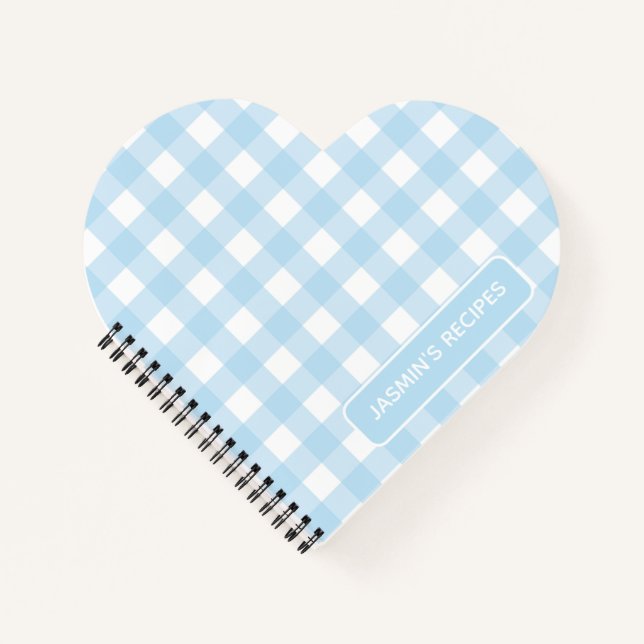 Recipes | Gingham Pattern Light blue and White Notizbuch (Vorderseite)