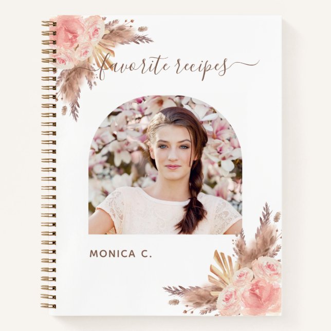 Recipes pampas gras Rose Gold Rosa Foto Bogen Notizbuch (Vorderseite)