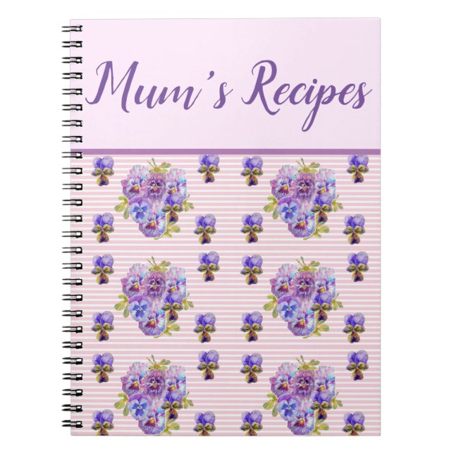 Recipes Pansy Shabby Lila Floral Blume Notizblock (Vorderseite)