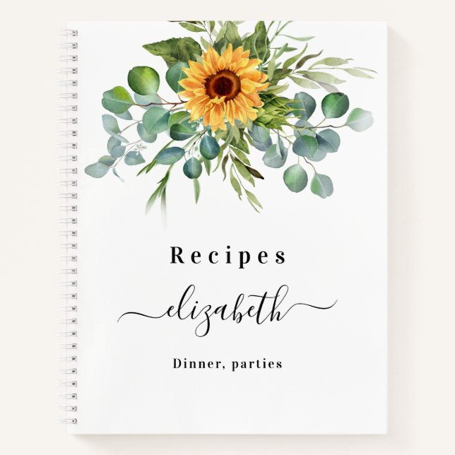 Recipes sunflower Eukalyptus Greenscript Name Notizbuch (Vorderseite)
