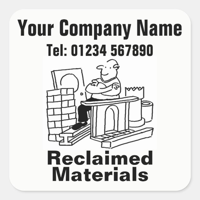 Reclaimed Materials Cartoon. Business Promotion Quadratischer Aufkleber (Vorderseite)