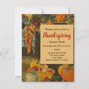 Récolte vintage Thanksgiving Dîner Invitation