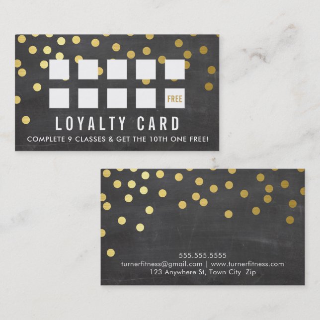 RÉCOMPENSER CARTE DE LOYAUTÉ cristallin confetti o (Devant / Derrière)
