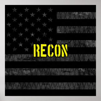 Recon Subdudued American Flag Poster