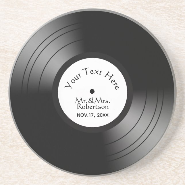 Record Album Names Date Wedding / Anniversary Getränkeuntersetzer (Vorne)