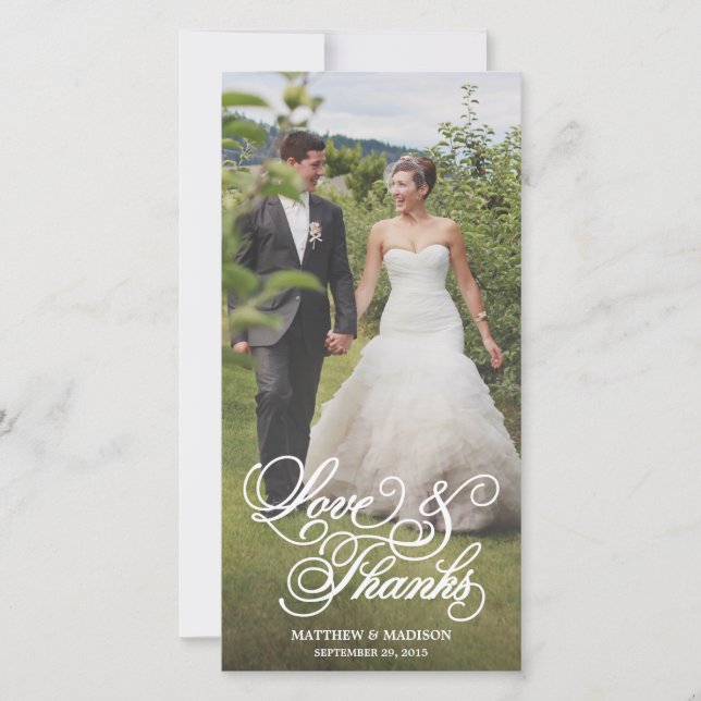 Recouvrement classique | Carte photo mariage Merci (Devant)