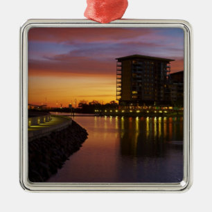 Recreation Lagoon and apartments at sunset Silbernes Ornament