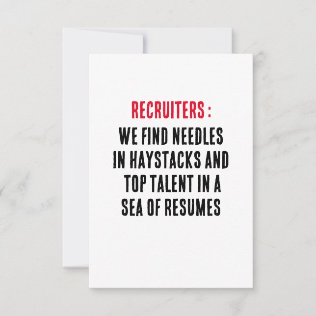 Recruiters: Wir finden Nadeln in Heuschrecken und  Dankeskarte (Vorderseite)