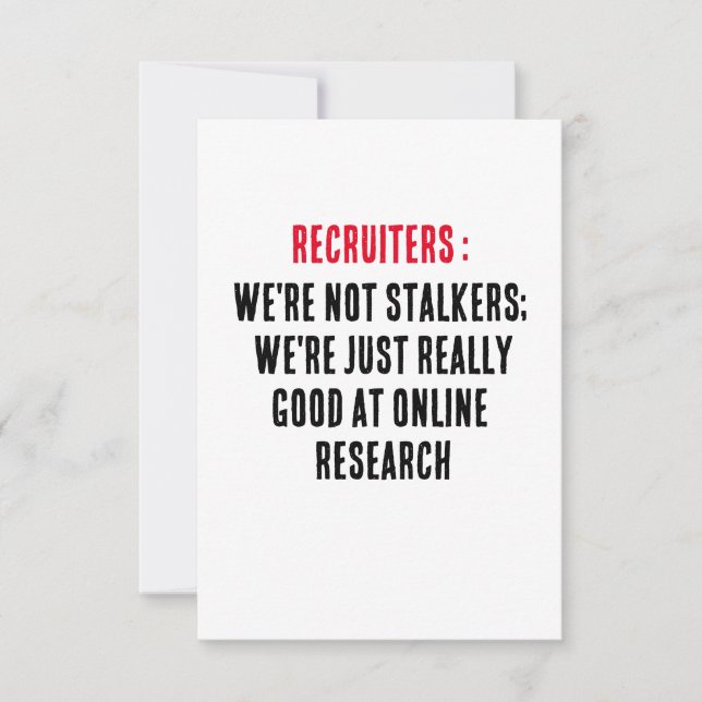 Recruiters: Wir sind keine Spaziergänger; wir sind Dankeskarte (Vorderseite)