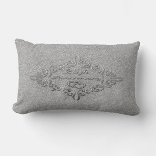 Rectangle 25ème Mariage d'argent Coussin Lumbar